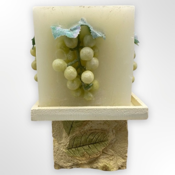 Square Grapes Candle & Holder Pale Yellow - Picture 1 of 6